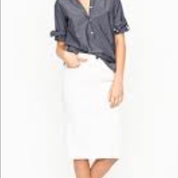 white denim pencil skirt